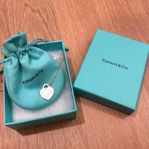 Tiffany heart tag charm and chain